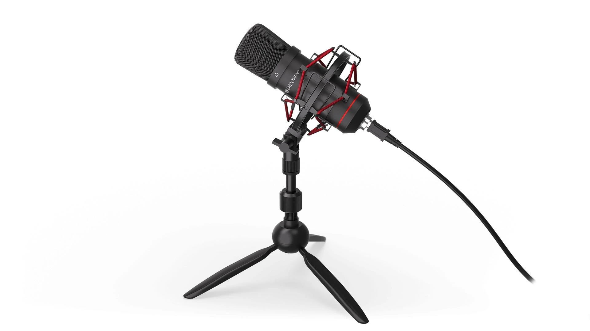 Endorfy Solum T juodas kondensatorinis mikrofonas su laidu + laikiklis | 3.5mm