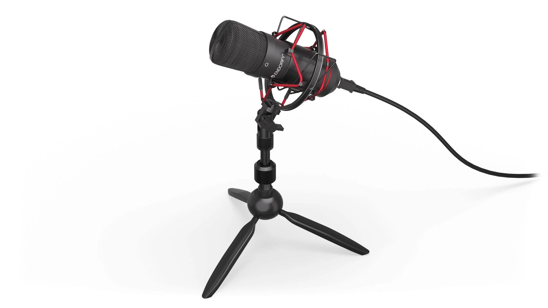 Endorfy Solum T juodas kondensatorinis mikrofonas su laidu + laikiklis | 3.5mm