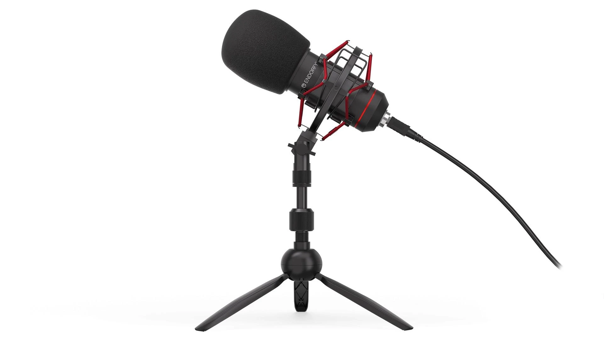 Endorfy Solum T juodas kondensatorinis mikrofonas su laidu + laikiklis | 3.5mm