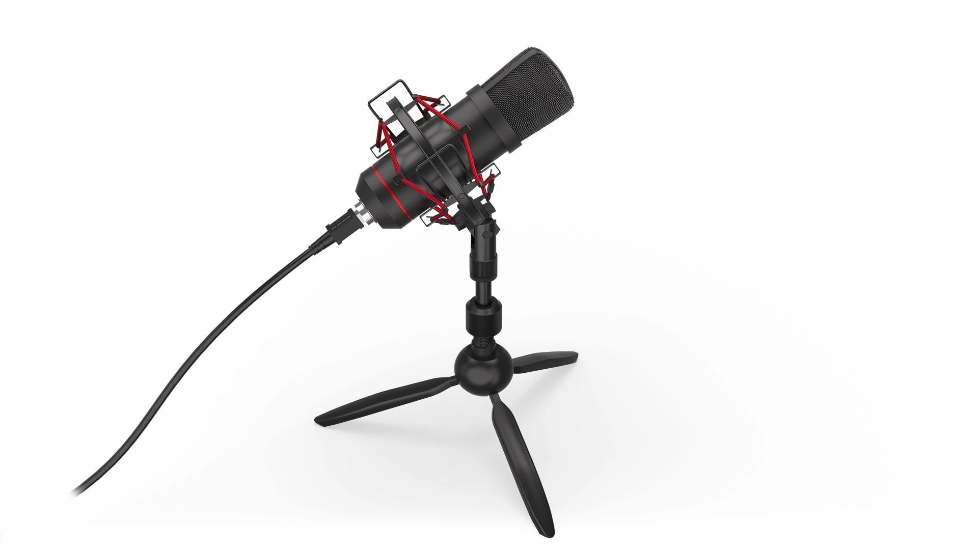 Endorfy Solum T juodas kondensatorinis mikrofonas su laidu + laikiklis | 3.5mm