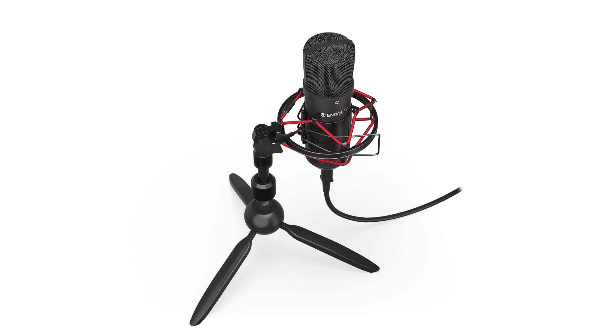 Endorfy Solum T juodas kondensatorinis mikrofonas su laidu + laikiklis | 3.5mm
