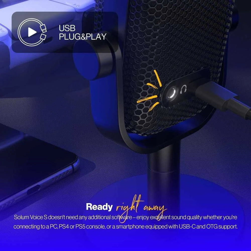 ENDORFY Solum Voice S Streaming juodas kondensatorinis mikrofonas |USB