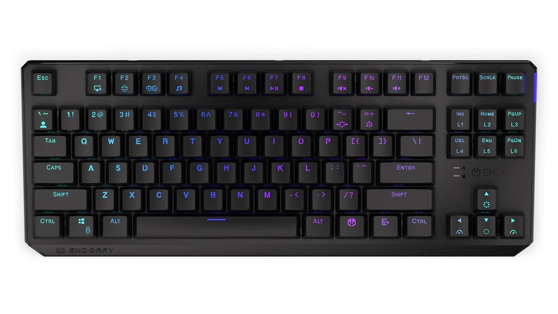 Endorfy Thock TKL belaidė mechaninė klaviatūra su RGB (US, Kailh Box Juodas Switch)