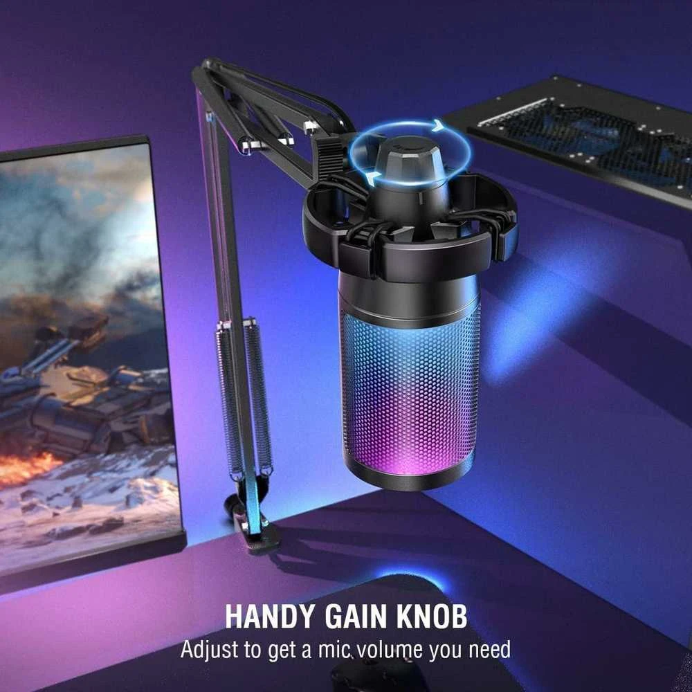 FIFINE A6T kardioidinis laidinis mikrofonas su RGB + laikiklis | USB