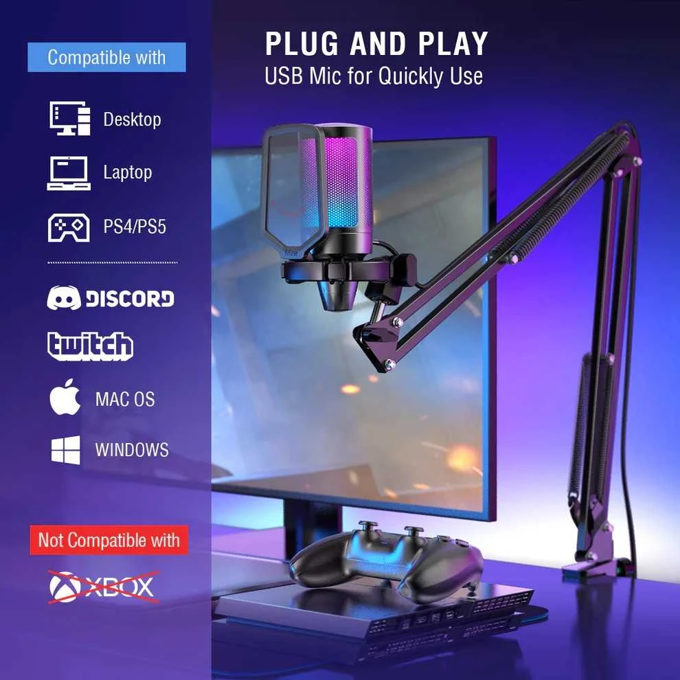 Fifine Technology FIFINE AmpliGame A6T RGB Baltas (Baltas) Kondensatorinis Mikrofonas