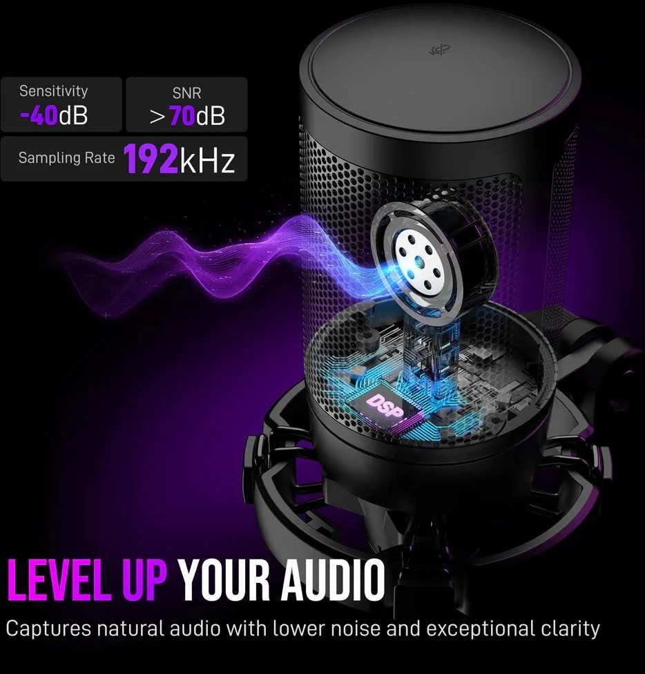 Fifine Technology FIFINE AmpliGame A6T RGB Baltas (Baltas) Kondensatorinis Mikrofonas
