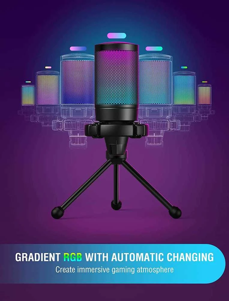 FIFINE A6VB kardioidinis laidinis mikrofonas (mėlynas) su RGB | USB