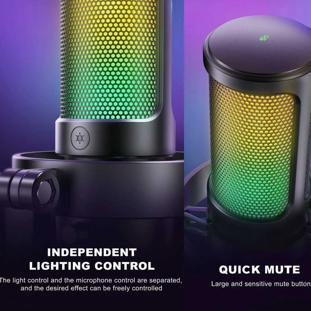 FIFINE Ampligame A8 laidinis mikrofonas su RGB apšvietimu | USB
