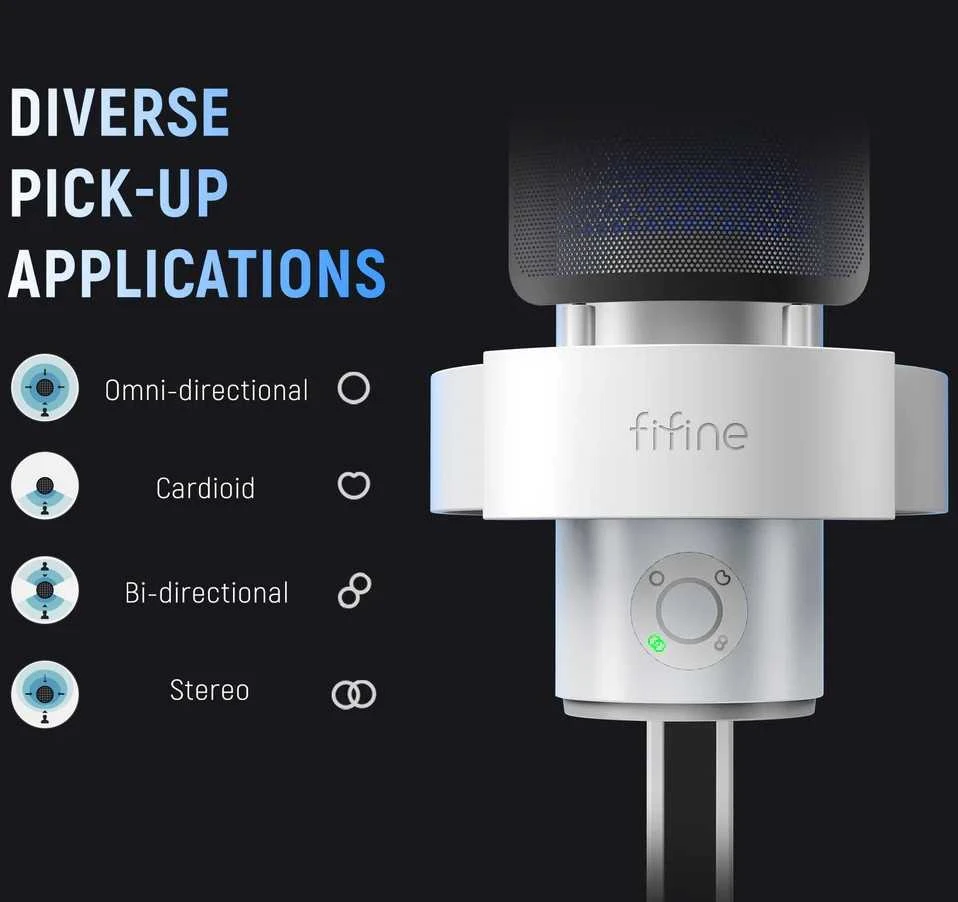 FIFINE Ampligame A9S laidinis mikrofonas su RGB apšvietimu | USB