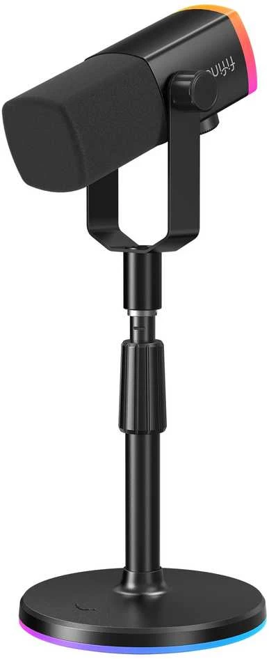 FIFINE AmpliGame AM8 PROS laidinis mikrofonas su stovu ir RGB apšvietimu USB/XLR