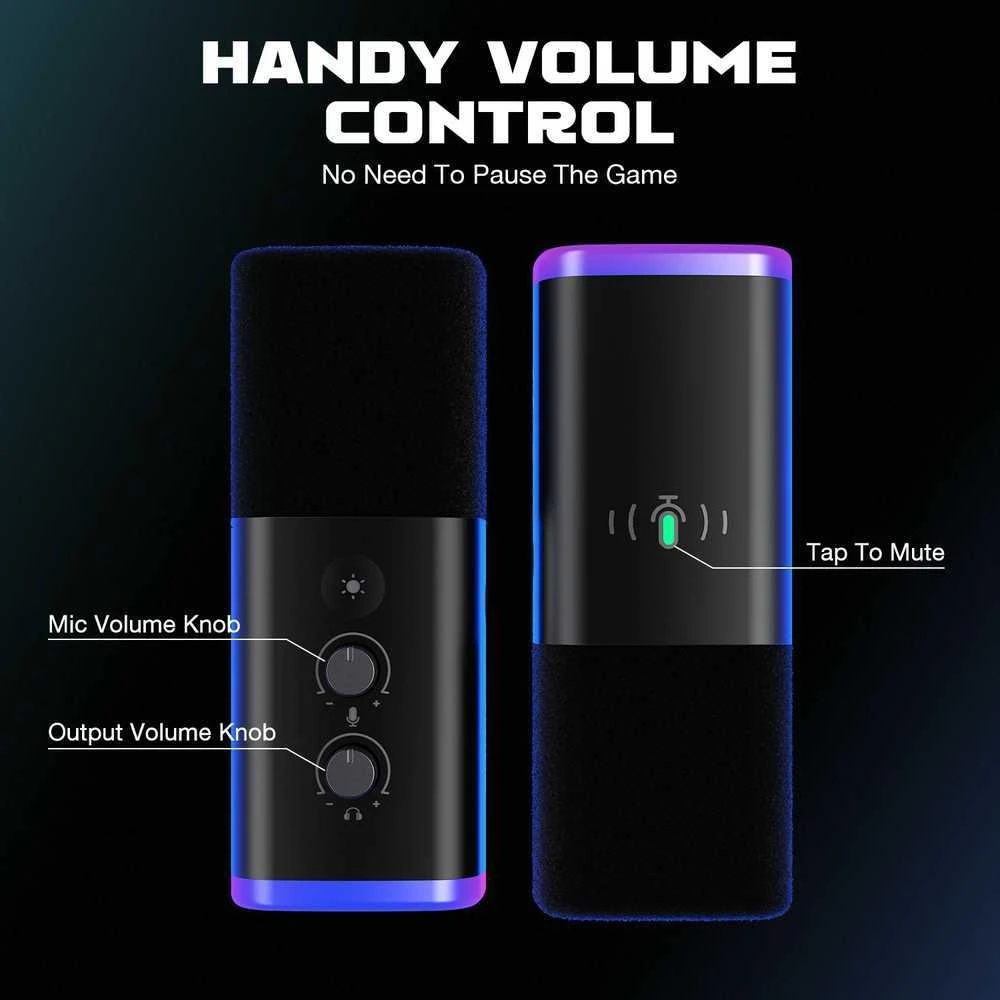 FIFINE AmpliGame TAM8 laidinis mikrofonas su stovu ir RGB apšvietimu USB/XLR