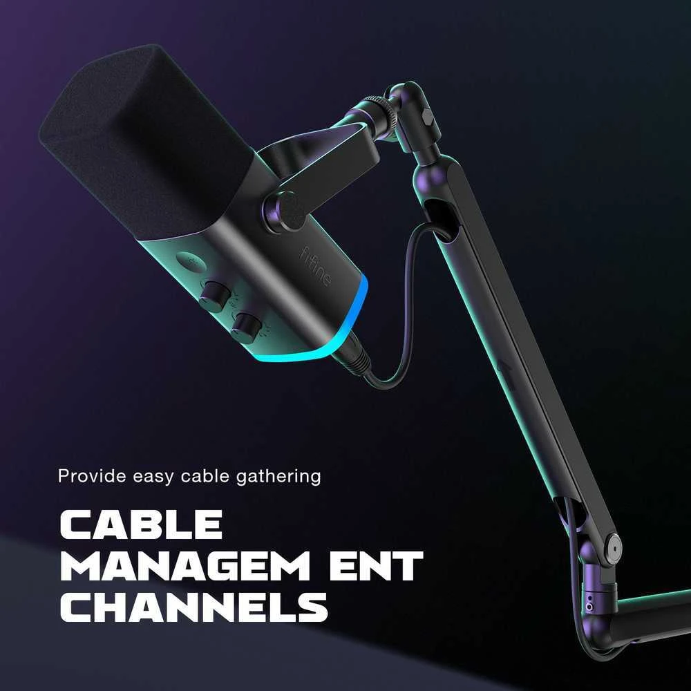 FIFINE AmpliGame TAM8 laidinis mikrofonas su stovu ir RGB apšvietimu USB/XLR
