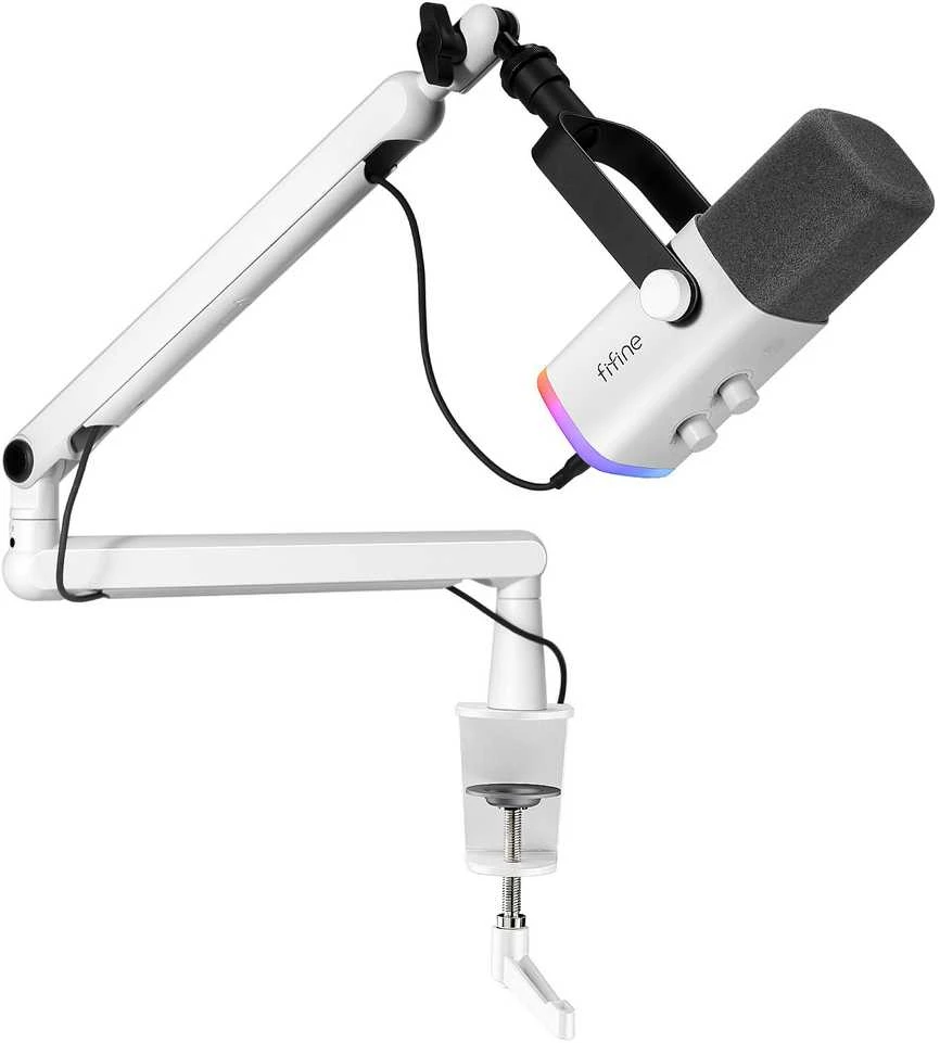 Laidinis mikrofonas su stovu ir RGB apšvietimu FIFINE AmpliGame TAM8W