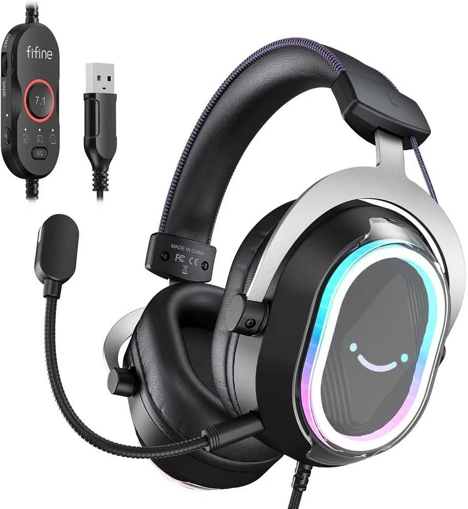FIFINE H13 žaidimų ausinės su RGB ir pulteliu