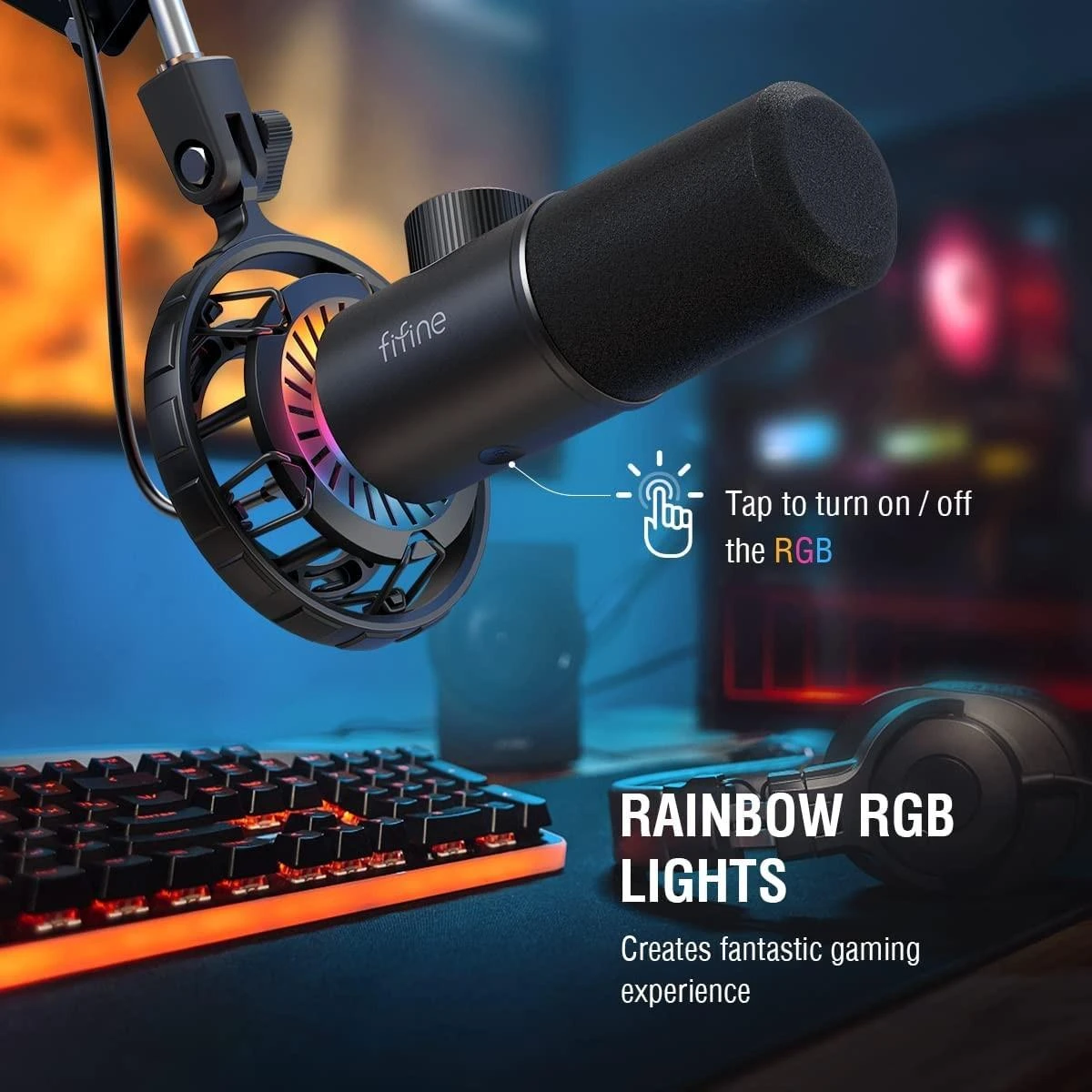 FIFINE K658 kardioidinis laidinis mikrofonas su RGB | USB