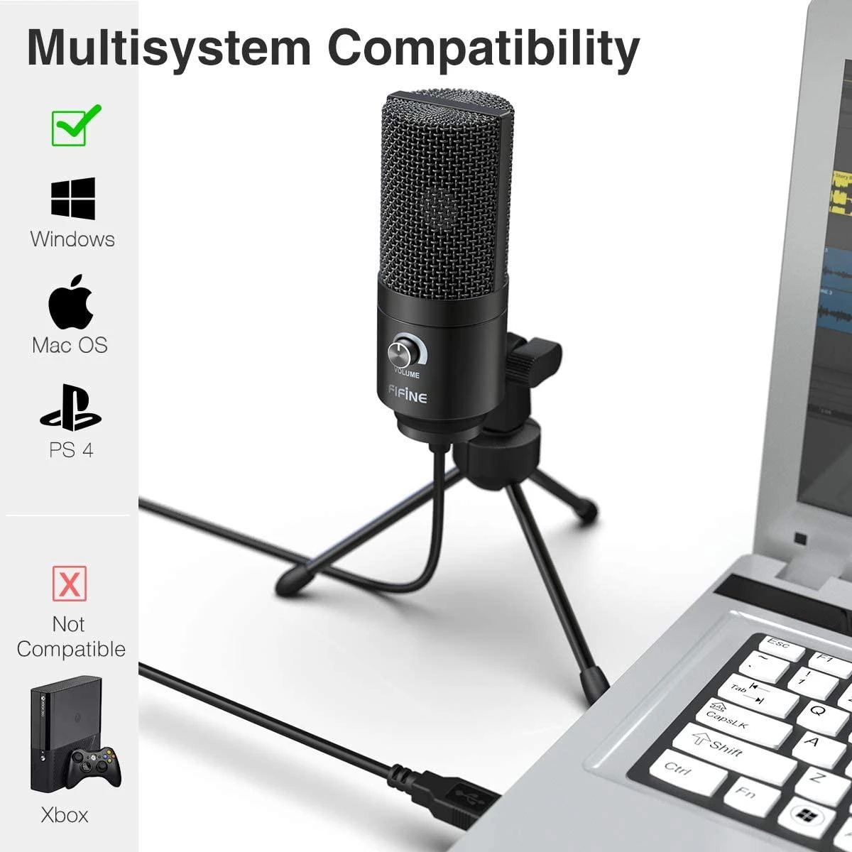 Fifine K669B studijinis mikrofonas žaidėjams, USB, PC/PS4