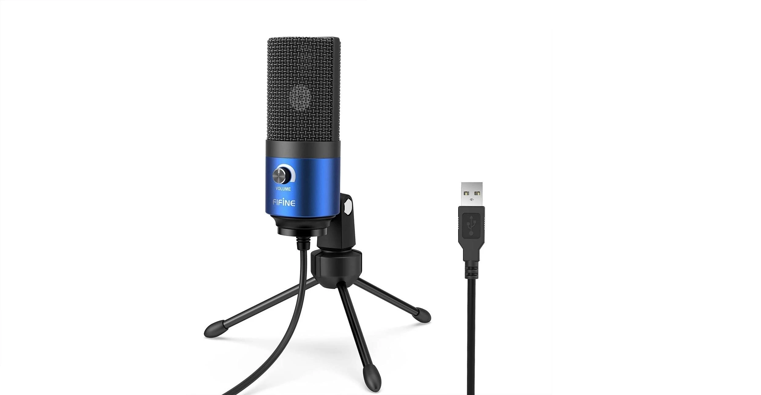 FIFINE K669L mėlynas kondensatorinis mikrofonas | USB