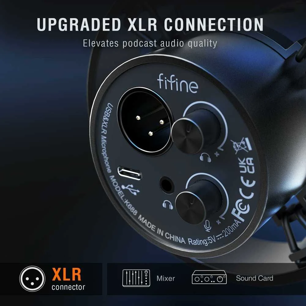 FIFINE K688 laidinis dinaminis mikrofonas | USB/XLR