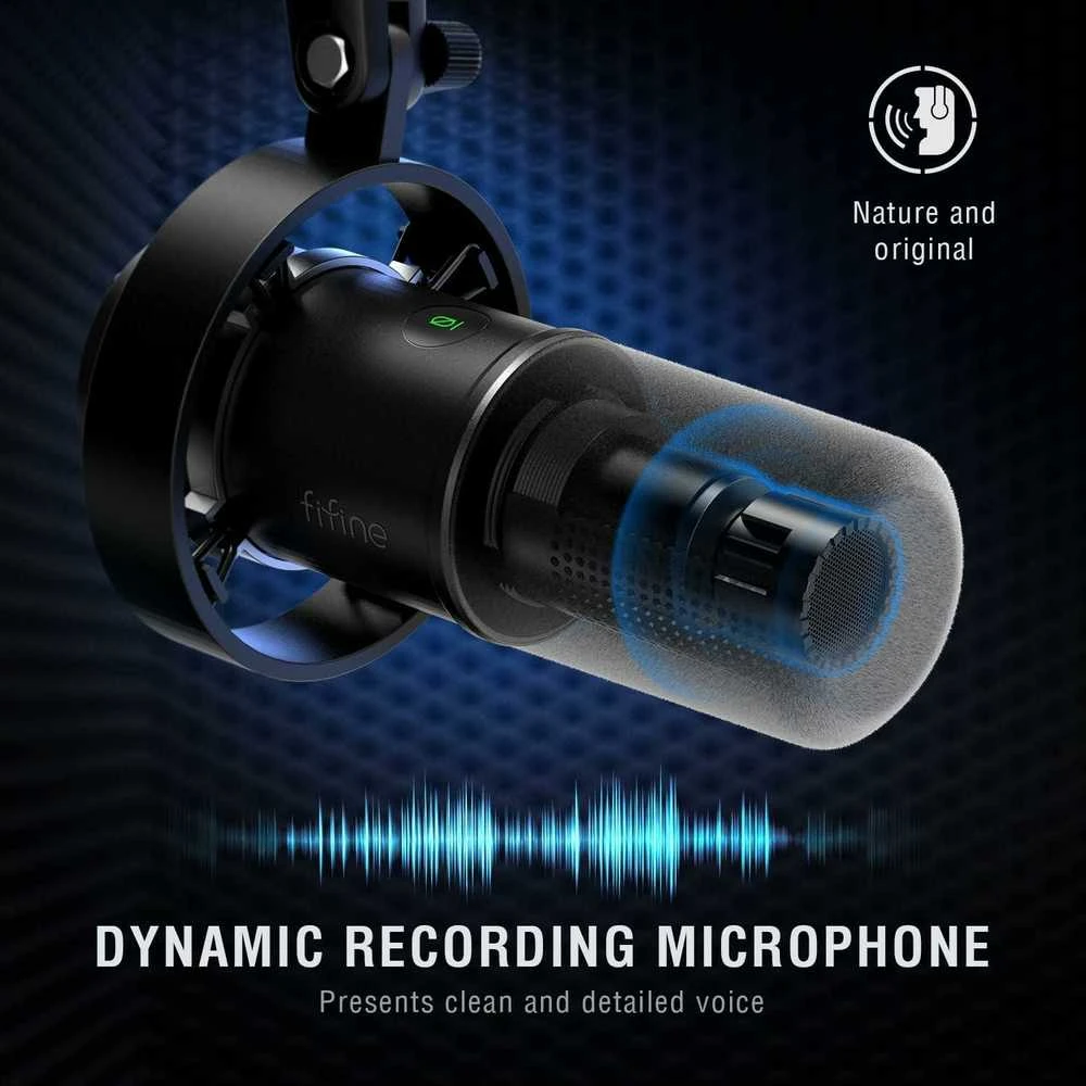FIFINE K688 laidinis dinaminis mikrofonas | USB/XLR
