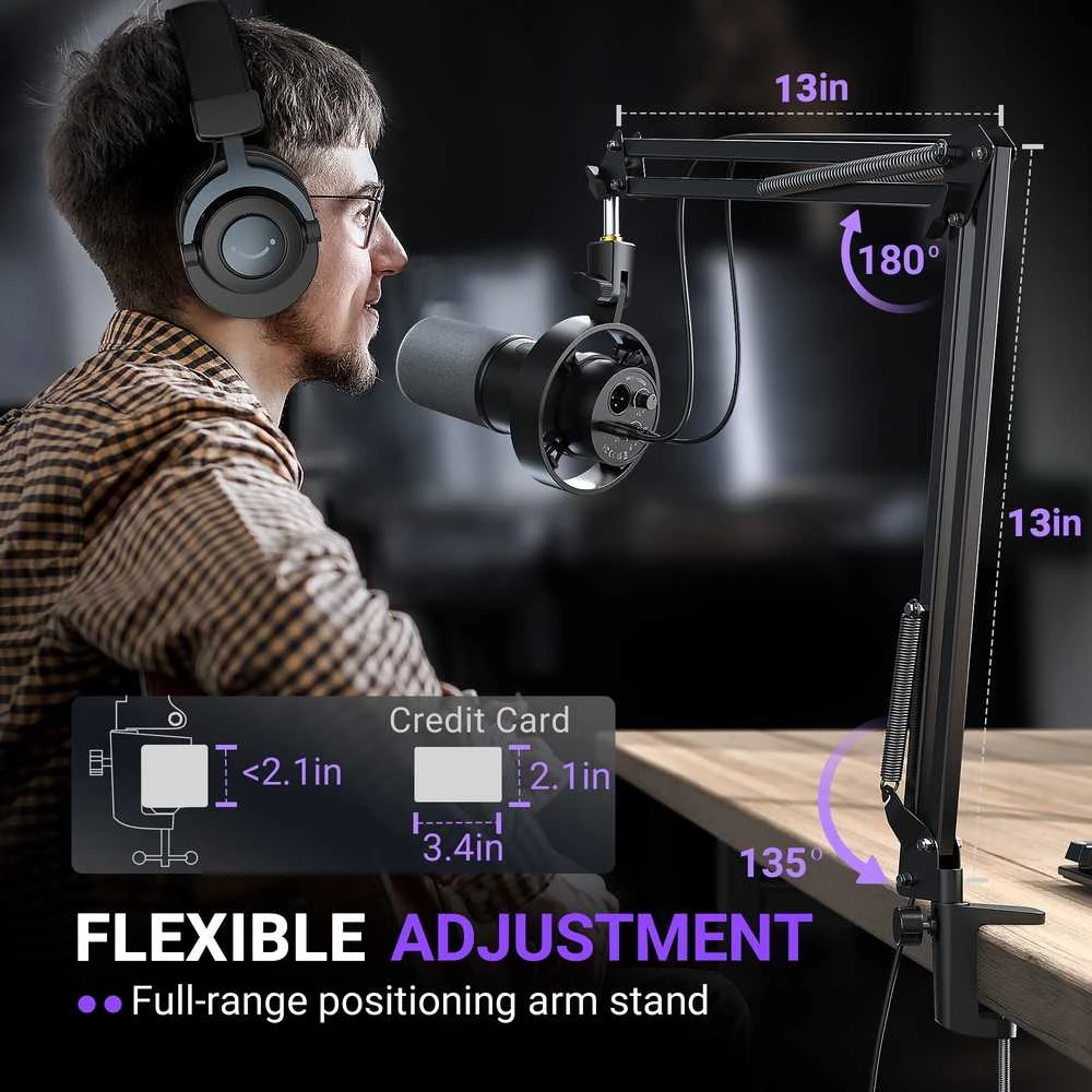 FIFINE K688CT laidinis dinaminis mikrofonas su stovu | USB/XLR