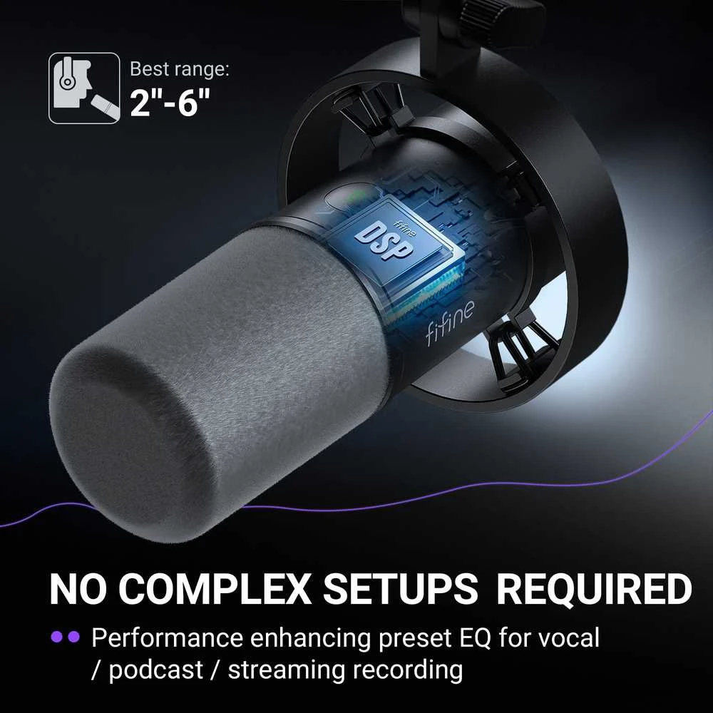 FIFINE K688CT laidinis dinaminis mikrofonas su stovu | USB/XLR