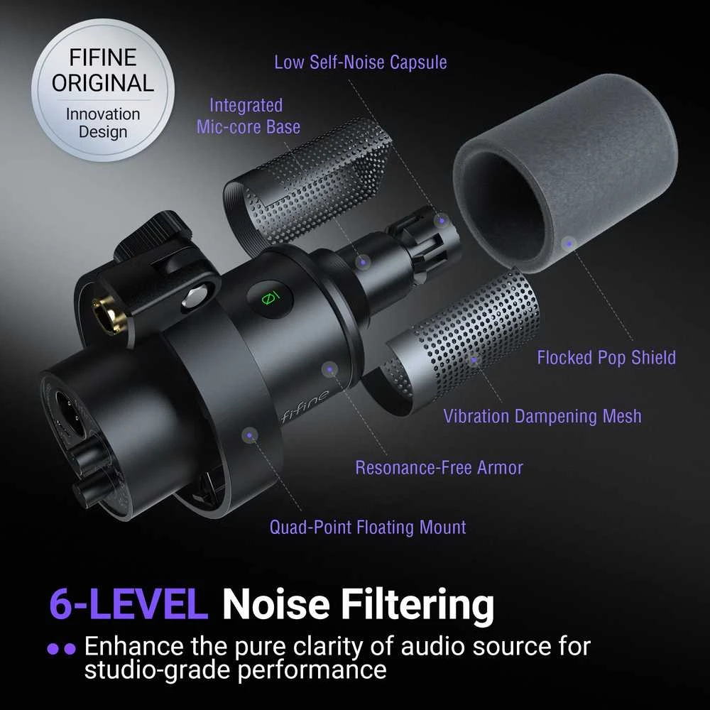 FIFINE K688CT laidinis dinaminis mikrofonas su stovu | USB/XLR