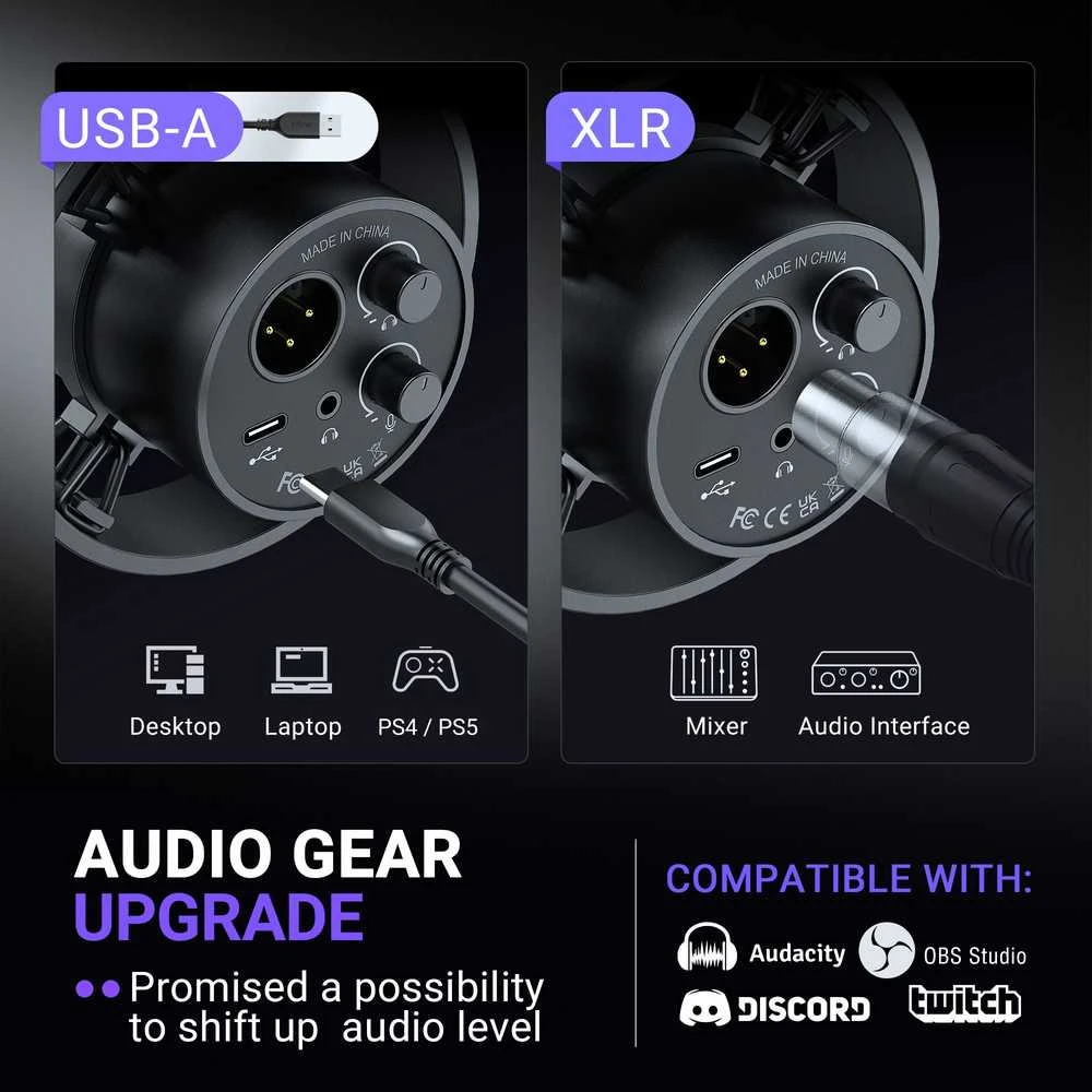 FIFINE K688CTW laidinis dinaminis mikrofonas su stovu | USB/XLR