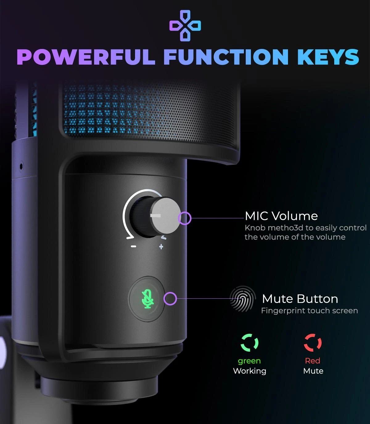 FIFINE T669 PRO2 laidinis mikrofonas su RGB apšvietimu ir stovu | USB