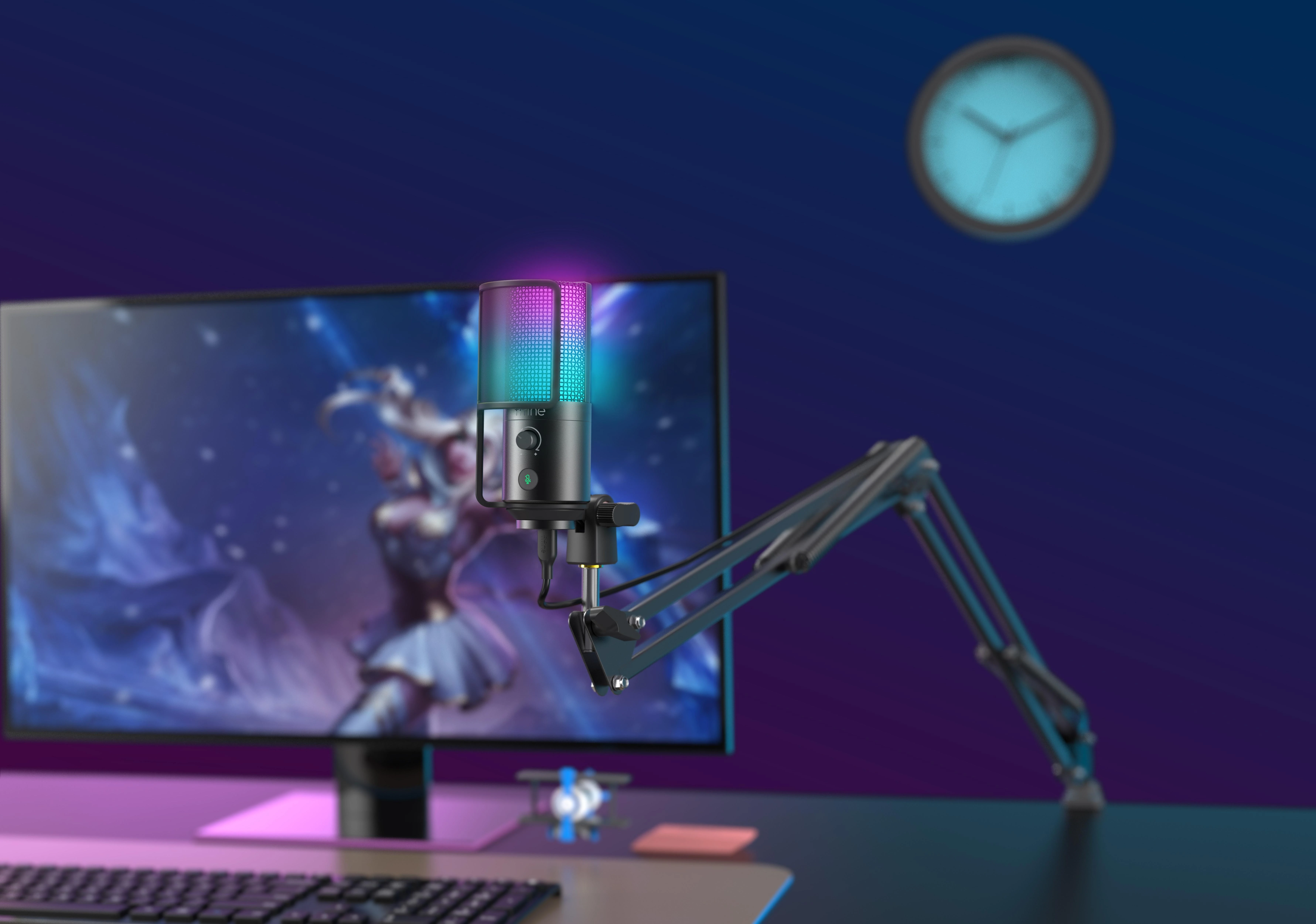 FIFINE T669 PRO2 laidinis mikrofonas su RGB apšvietimu ir stovu | USB