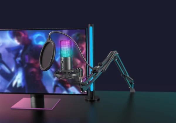 FIFINE T669 PRO3 laidinis mikrofonas su RGB apšvietimu ir stovu | USB ...