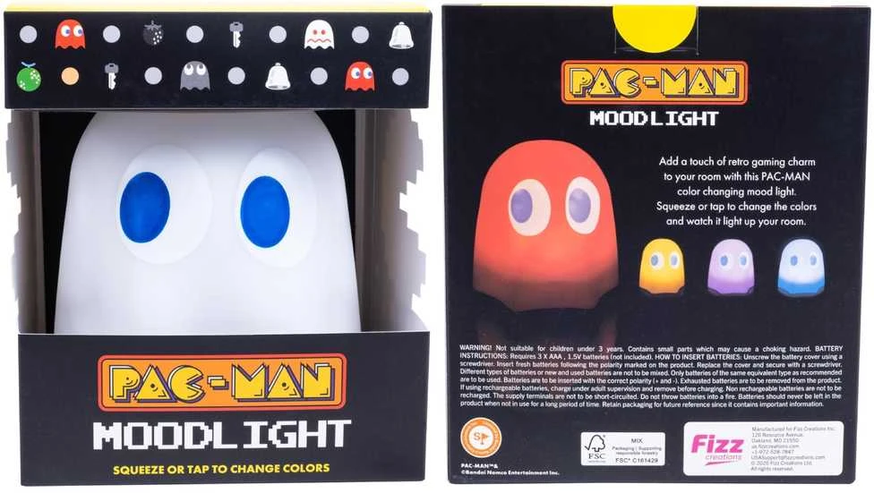 Fizz Creations Pac-Man spalvą keičianti silikoninė lempa - Ghost | 9,9 cm