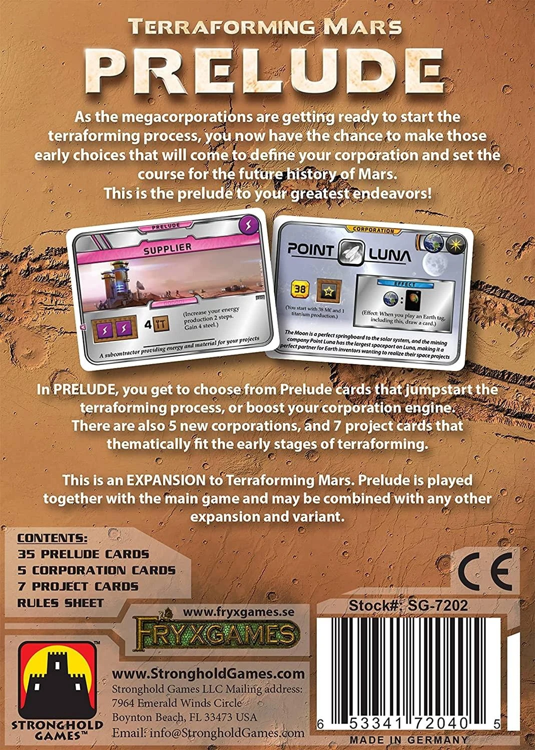 Fryxgames Terraforming Mars: Prelude