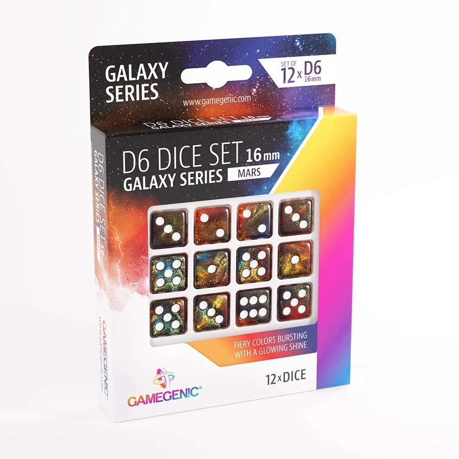 Gamegenic – „Galaxy Series – Mars“ – D6 kauliukų rinkinys 16 mm (12 vnt.)