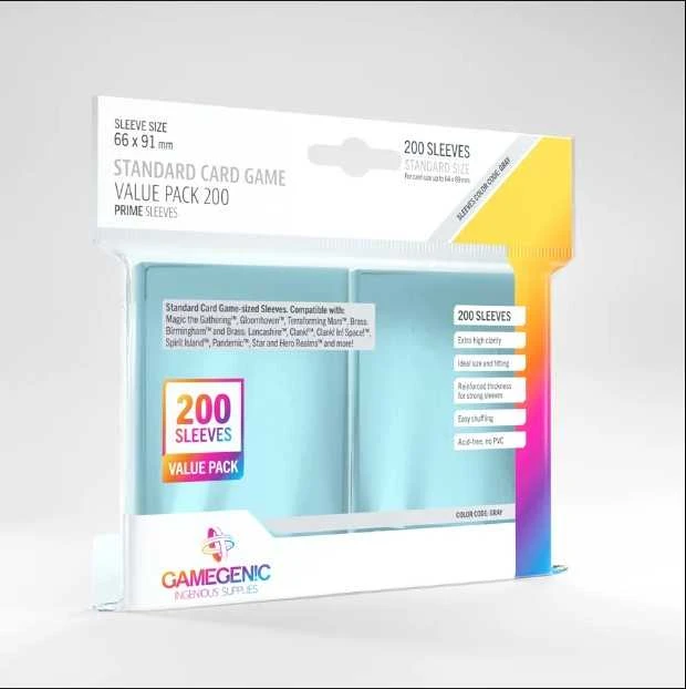 Gamegenic – „Value Pack“ standartinės rankovės – skaidrios (200 rankovių)