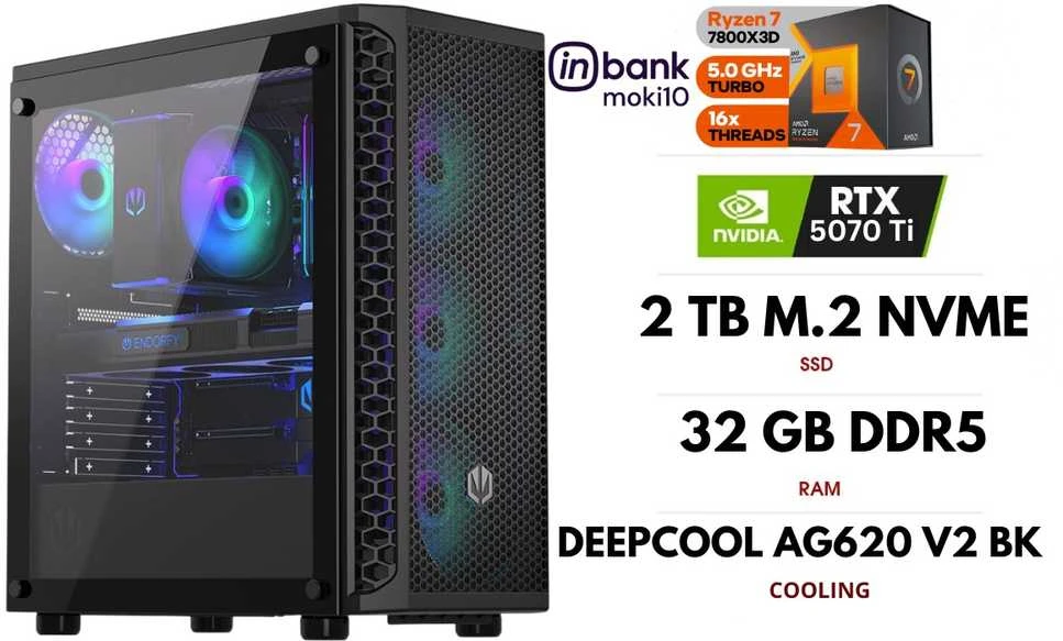 GameRoom Stacionarus kompiuteris | RYZEN 7 7800X3D, DDR5 32GB 6000MHz, NVME M.2 SSD 2TB, RTX 5070 Ti