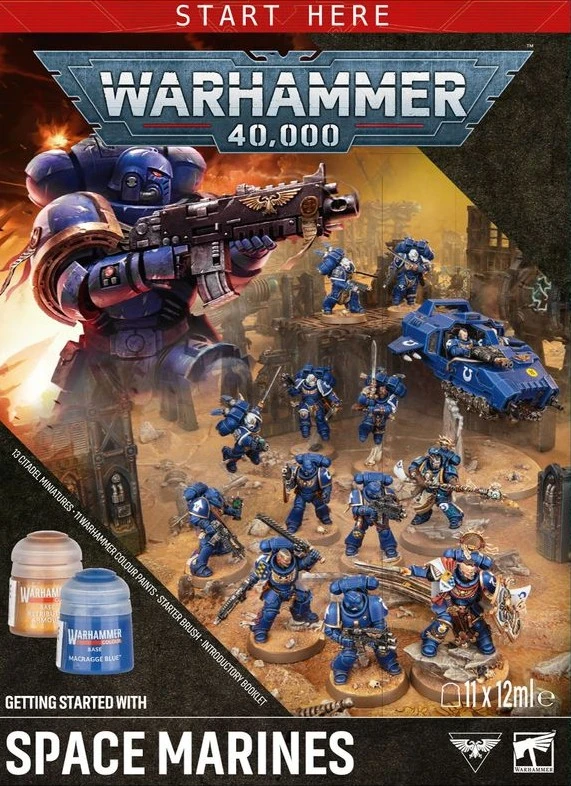 Games Workshop Warhammer 40,000 Space Marines startinis rinkinys su miniatiūromis ir dažais