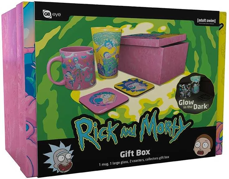 Rick and Morty dovanų rinkinys tamsoje švytinčiais indais