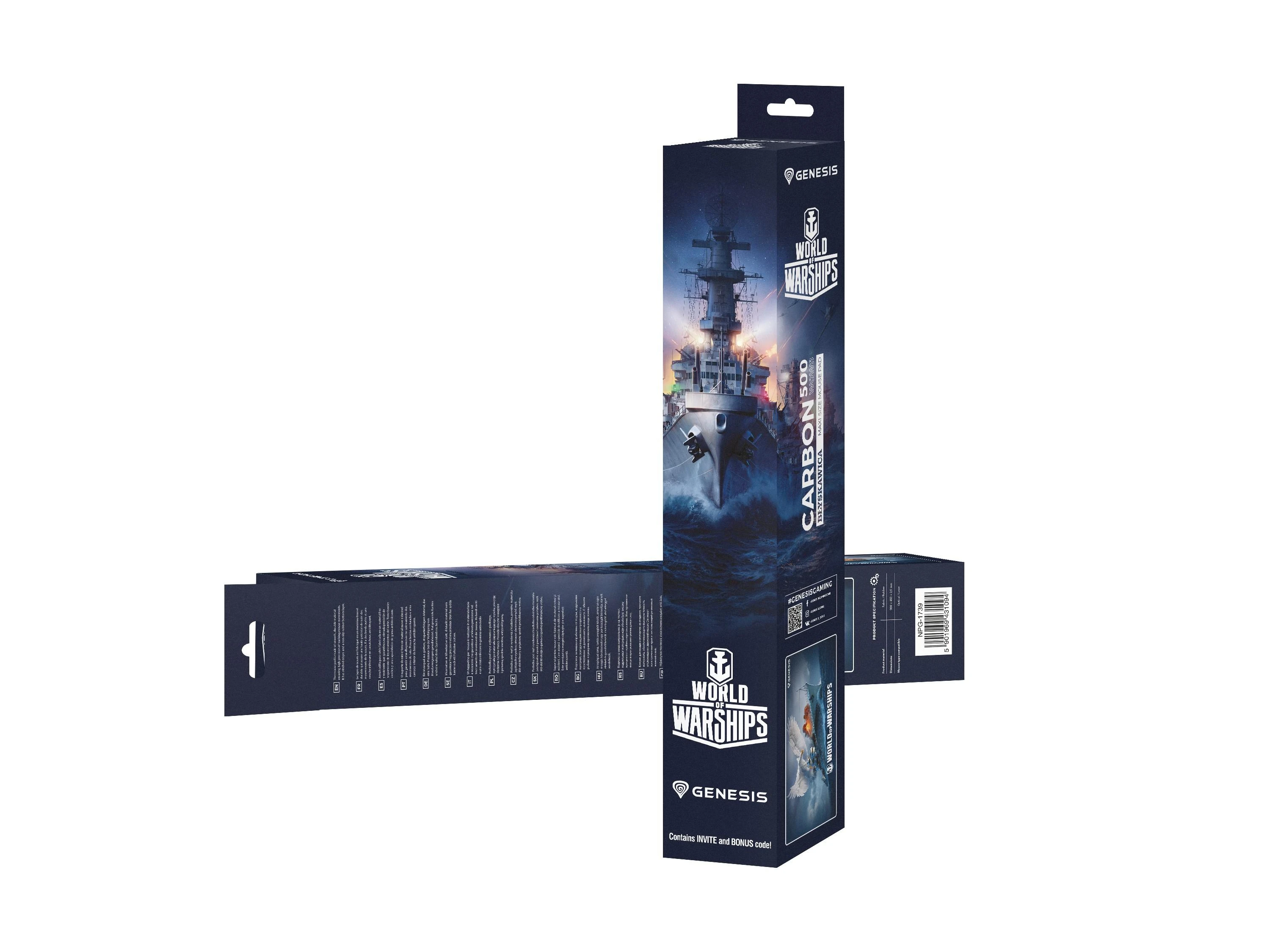 NATEC GENESIS pelės kilimėlis Carbon 500 Maxi World of Warships 900x450mm