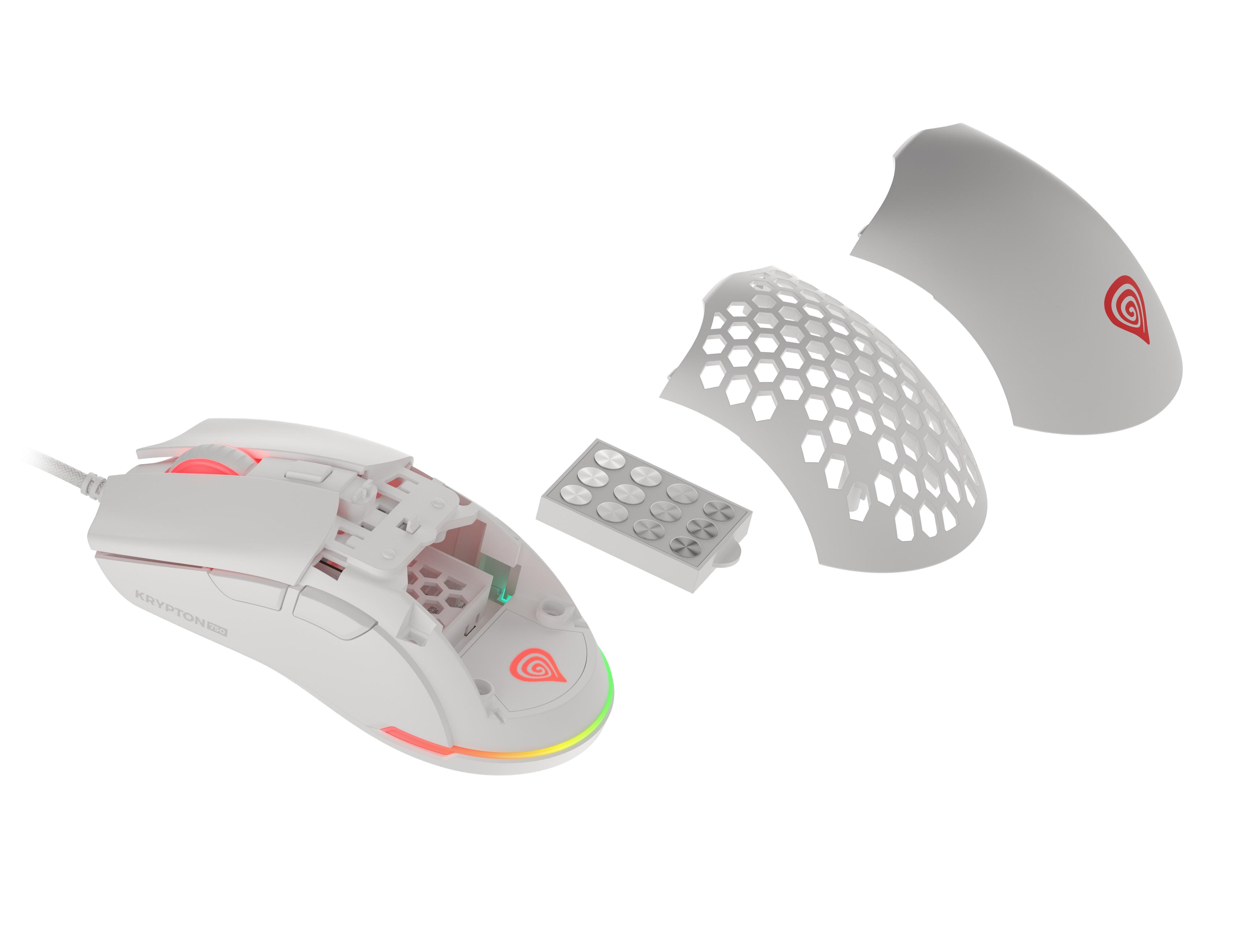 Genesis | Ultralight Pelė žaidimams | Krypton 750 | Pelė žaidimams | su laidu | Optinė | USB 2.0 | Baltas | Yes