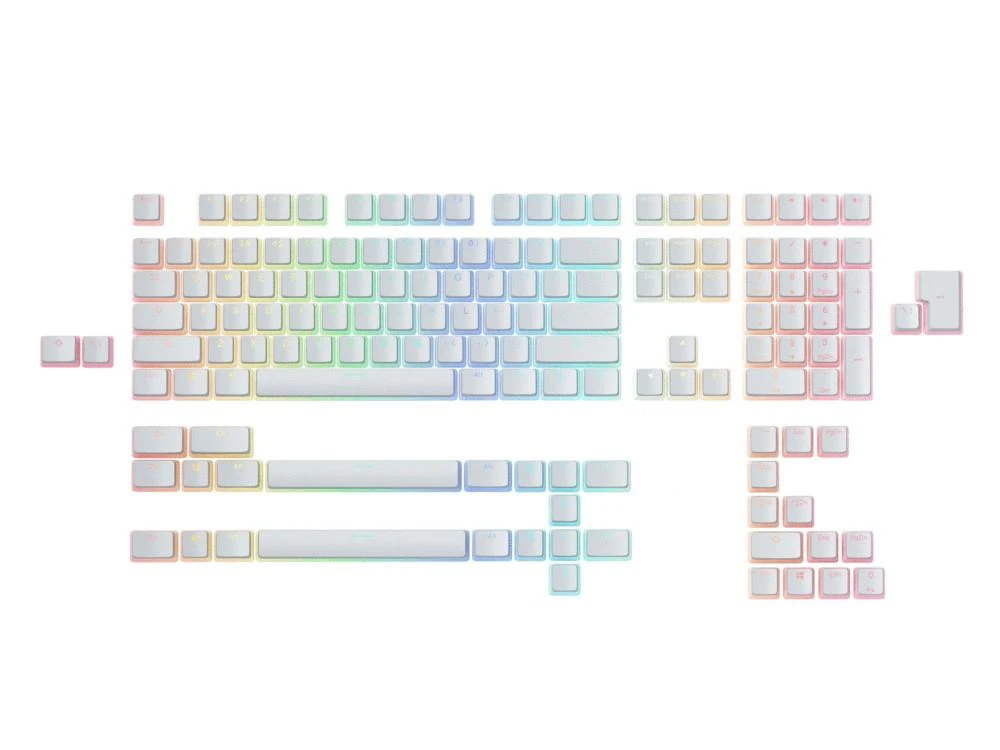 Pakaitiniai klaviatūros klavišai Glorious Aura Keycaps - 105vnt, ANSI, US išdėstymas, Balti