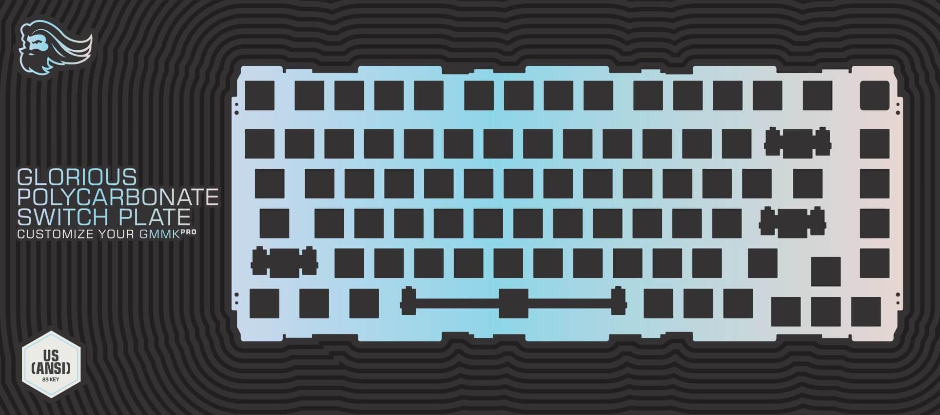 Glorious GMMK PRO 75% Switch Plate, Polycarbonate, ANSI US išdėstymas