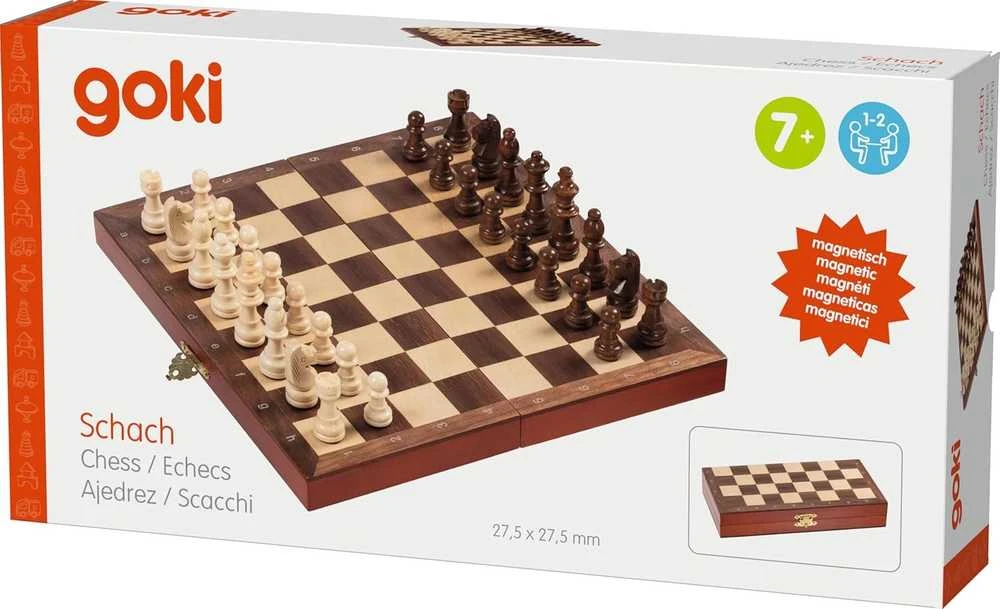 Goki Magnetinių šachmatų rinkinys medinėje sulankstomoje dėžutėje