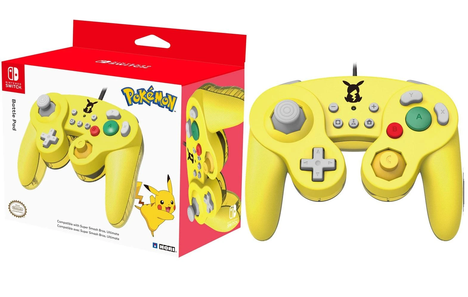 HORI Nintendo Switch Battle Pad (Pikachu) GameCube stiliaus valdiklis