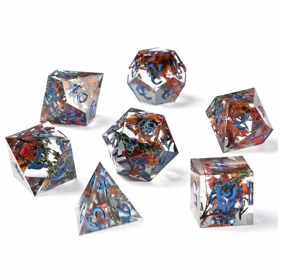 Hymgho Captured Magic Sharp Edge Resin Dice Set - Dream Petals