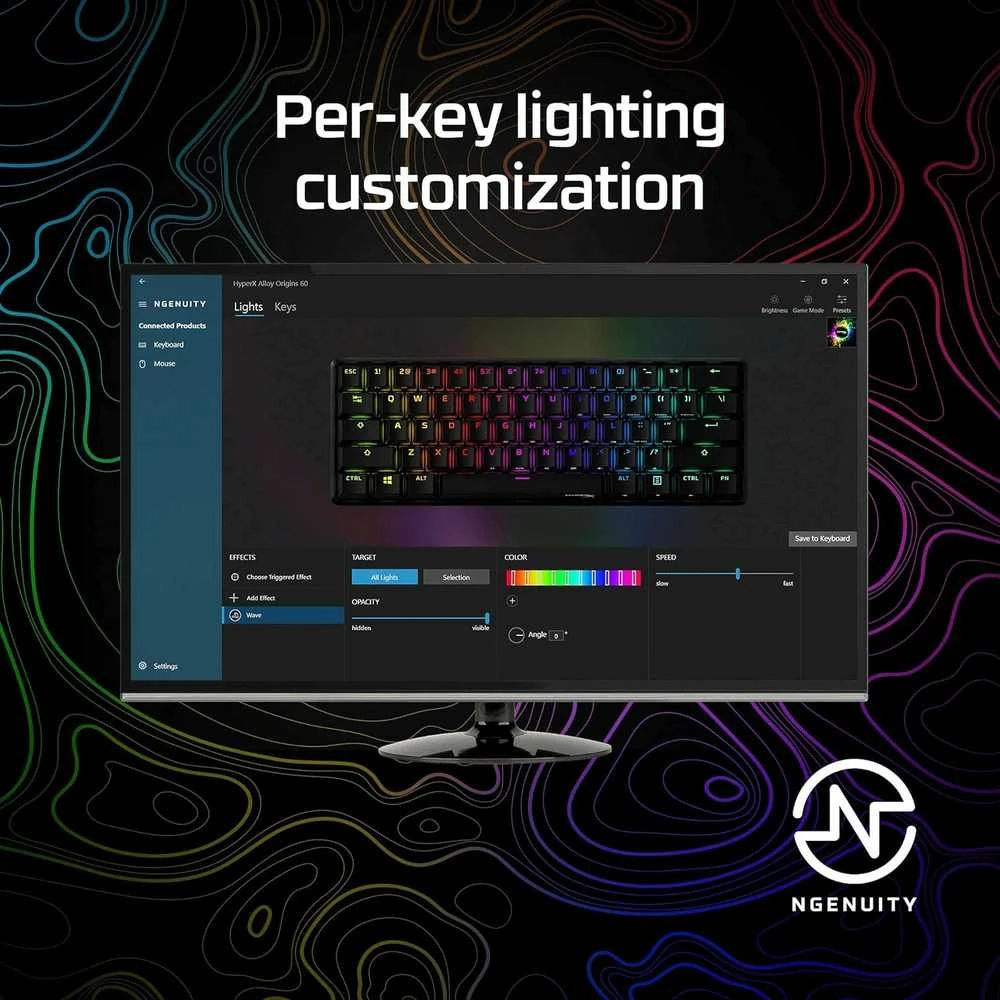 Mechaninė Žaidimų klaviatūra HyperX Alloy Origins 60, HyperX Red - Linear Switch, US išdėstymas