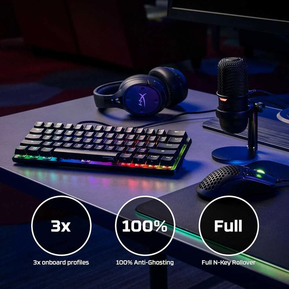 Mechaninė Žaidimų klaviatūra HyperX Alloy Origins 60, HyperX Red - Linear Switch, US išdėstymas