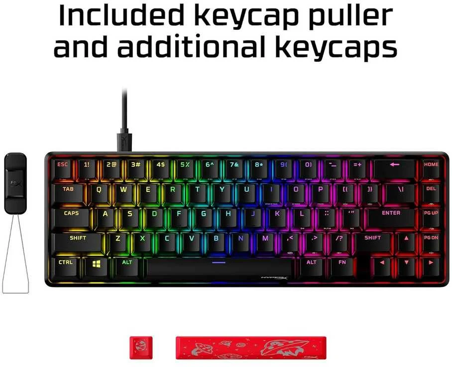 Mechaninė žaidimų klaviatūra HyperX Alloy Origins 65, US išdėstymas, HX Aqua Red Switch