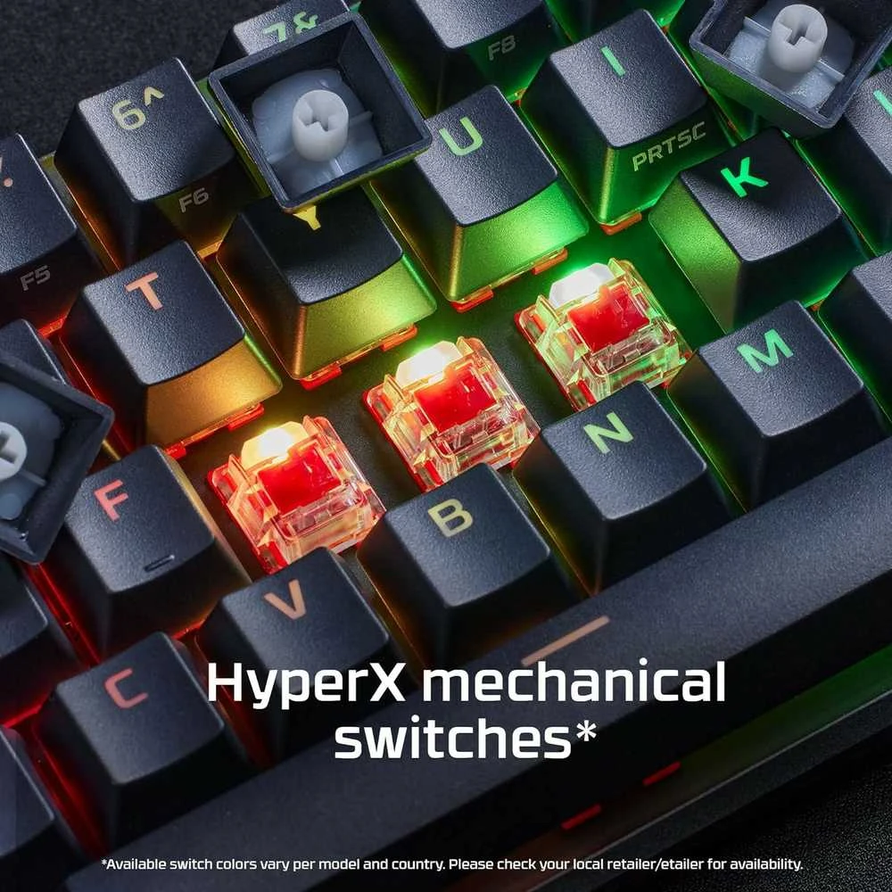 Mechaninė žaidimų klaviatūra HyperX Alloy Origins 65, US išdėstymas, HX Aqua Red Switch