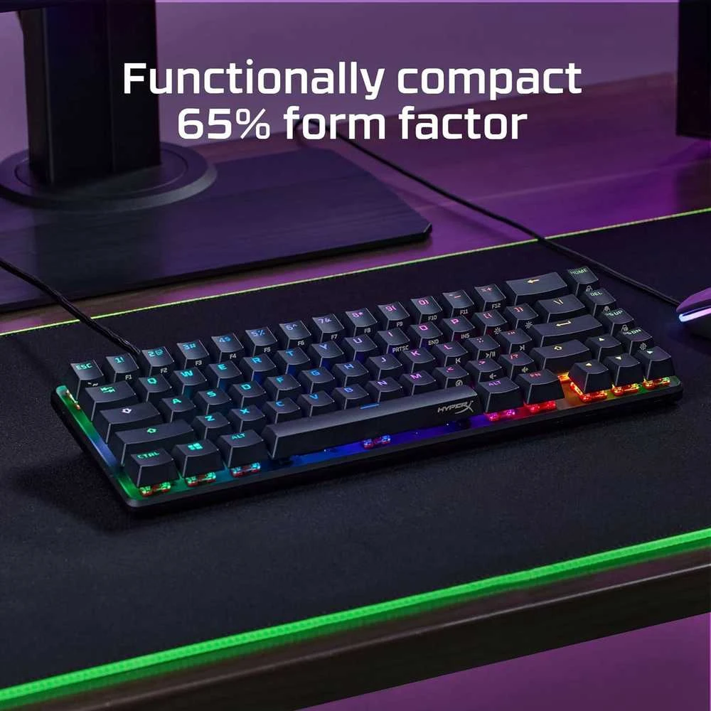 Mechaninė žaidimų klaviatūra HyperX Alloy Origins 65, US išdėstymas, HX Aqua Red Switch