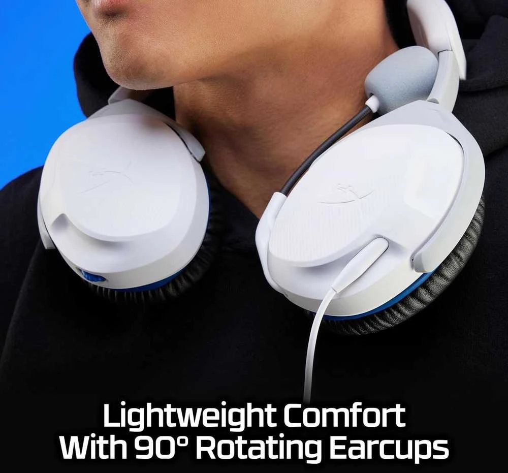 HyperX Cloud Stinger 2 žaidimams skirtos ausinės su laidu, skirtos PS4/PS5 konsolėms, Baltos